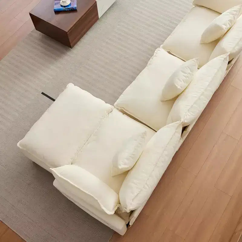 112" Modular L-Shaped Cloud Couch with Ottoman & Side Pockets, Plush Chenille/Corduroy Fabric