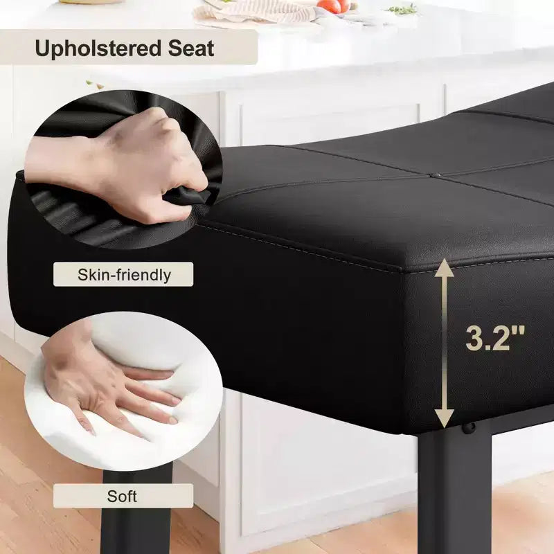 Counter Height Bar Stools Set of 2,PU Leather Barstools with Heavy Duty Metal Legs, Thick Saddle Seats Breakfast Stools