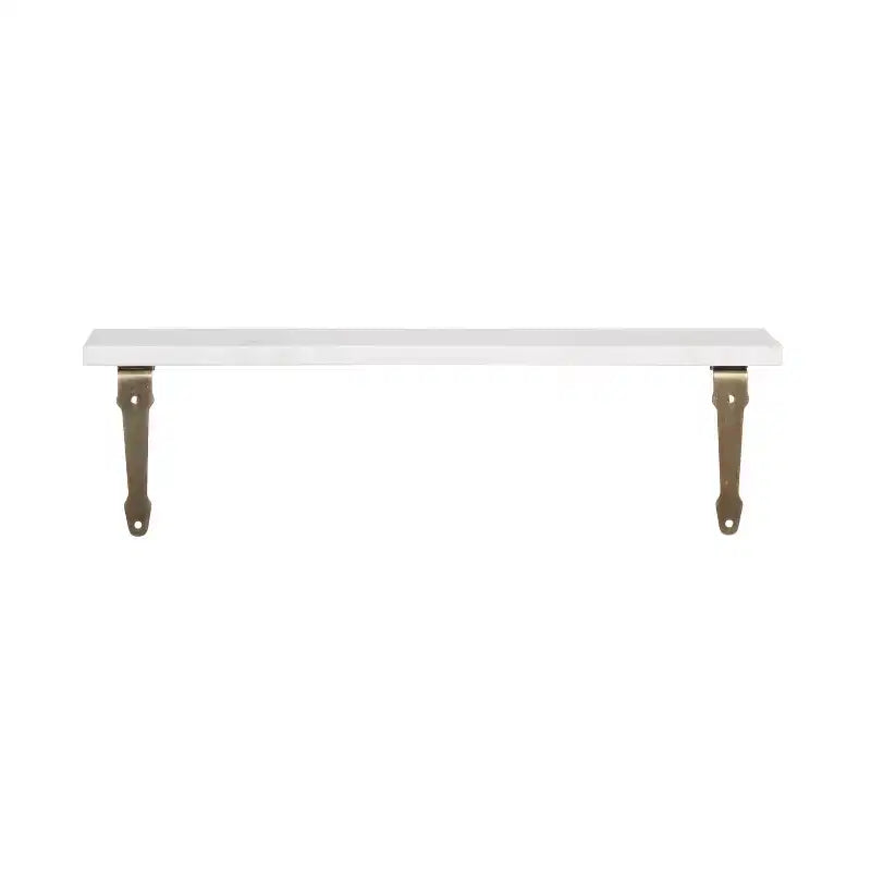 Kate and Laurel Hatley Marble Wall Shelf, White and Gold, 20