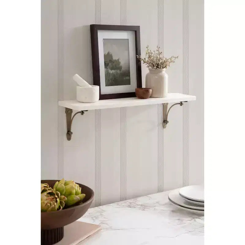 Kate and Laurel Hatley Marble Wall Shelf, White and Gold, 20