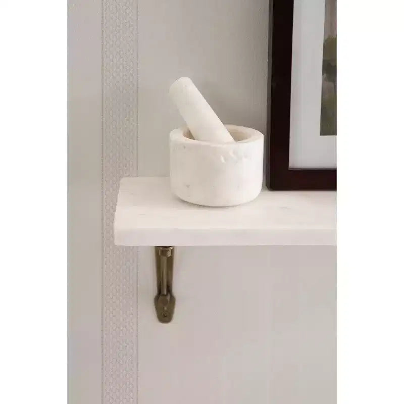 Kate and Laurel Hatley Marble Wall Shelf, White and Gold, 20