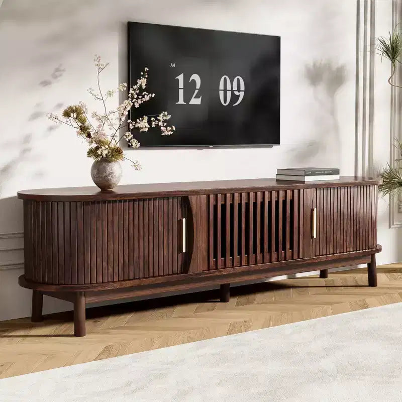 JVNOXKModern Farmhouse TV Stand for 75 TVs, Wood Entertainment Center with Storage Cabinet, TV Console Table for Living Room